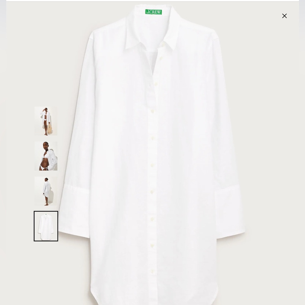 J Crew Linen/Cotton Button Down Long Tunic Sz L. NWOT Great As A Beach Cover Up